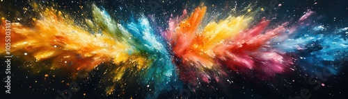 Vibrant Colors Exploding with Joy and Positivity A Stunning Abstract Artwork of Bold Energy and Optimism This Colorful Burst Represents Happiness, Creativity, and the Power of Positive Thinking photo