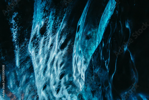 Background of Ice cave in glacier, Iceland
