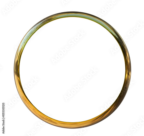 Gold circle frame on png transparent background.