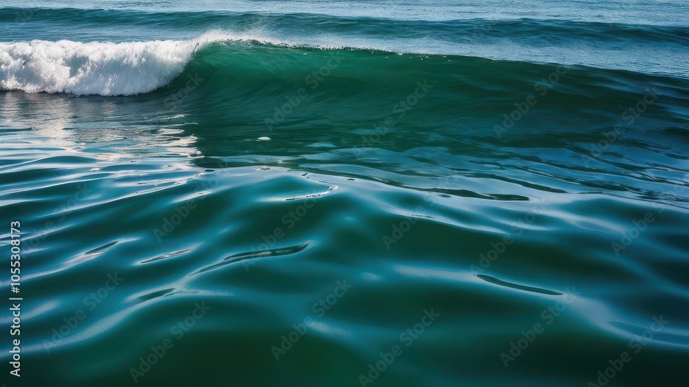 Fototapeta premium Serene ocean waves gently crashing on the shore, reflecting sunlight. Perfect for beach and nature-themed projects