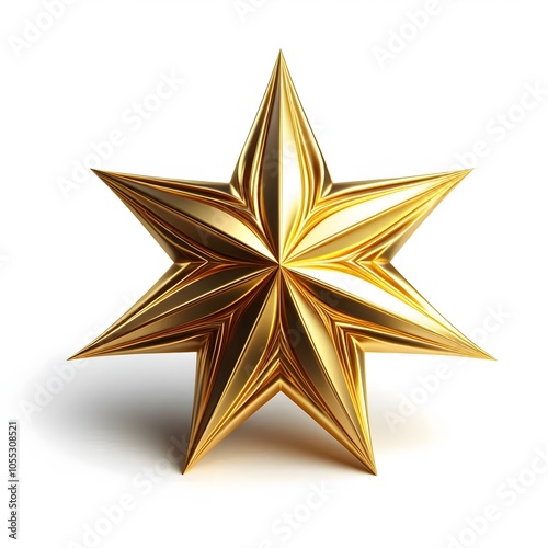 Golden 3D Star Isolated on White Background - Symbol of Excellence, Achievement, and Luxury