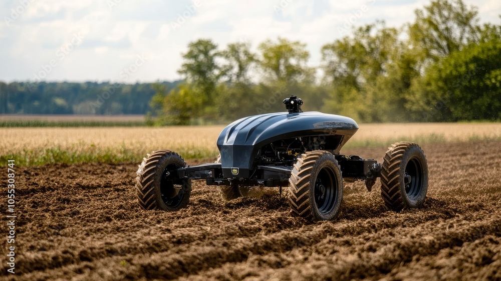 Hydrogen-powered plow working in fields, showcasing eco-friendly farming innovation with clean energy use Hydrogen-powered plow working in fields, showcasing eco-friendly farming innovation with clean energy use