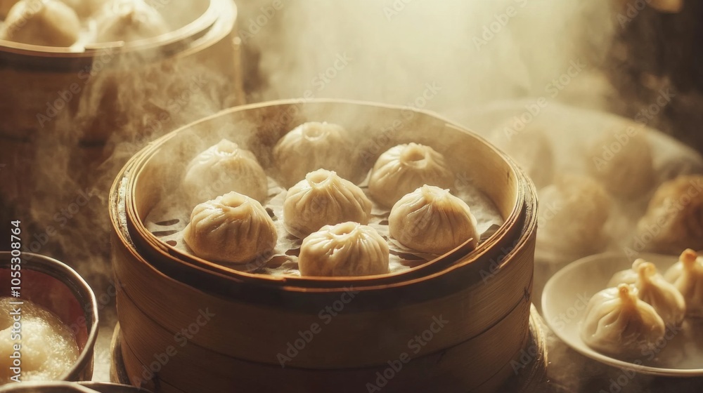 Steamed Buns and Dumplings in Bright Tea House Steamed Buns and Dumplings in Bright Tea House