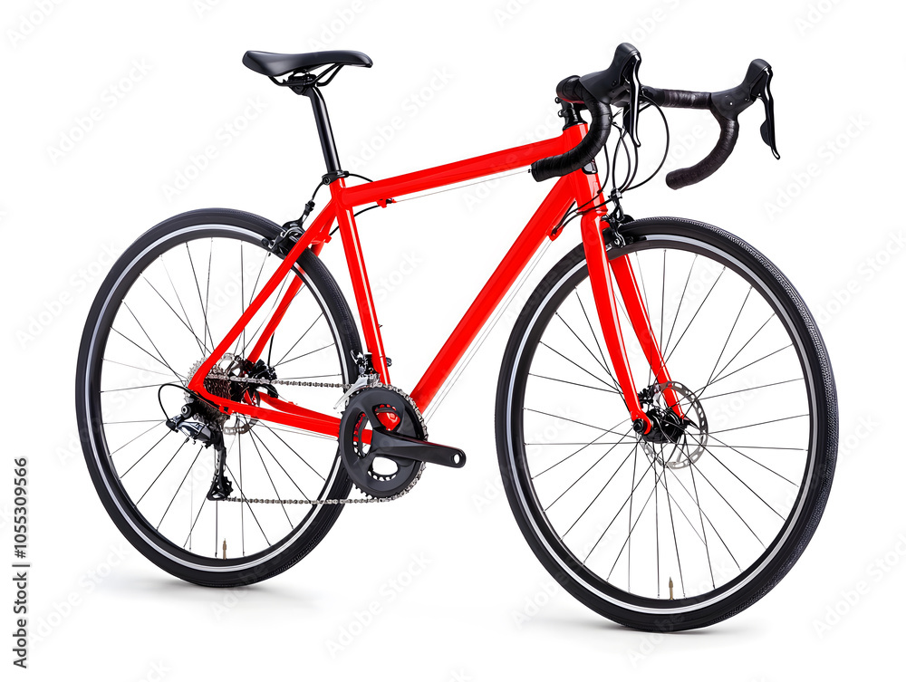 Side view racing bicycle, isolated on white background