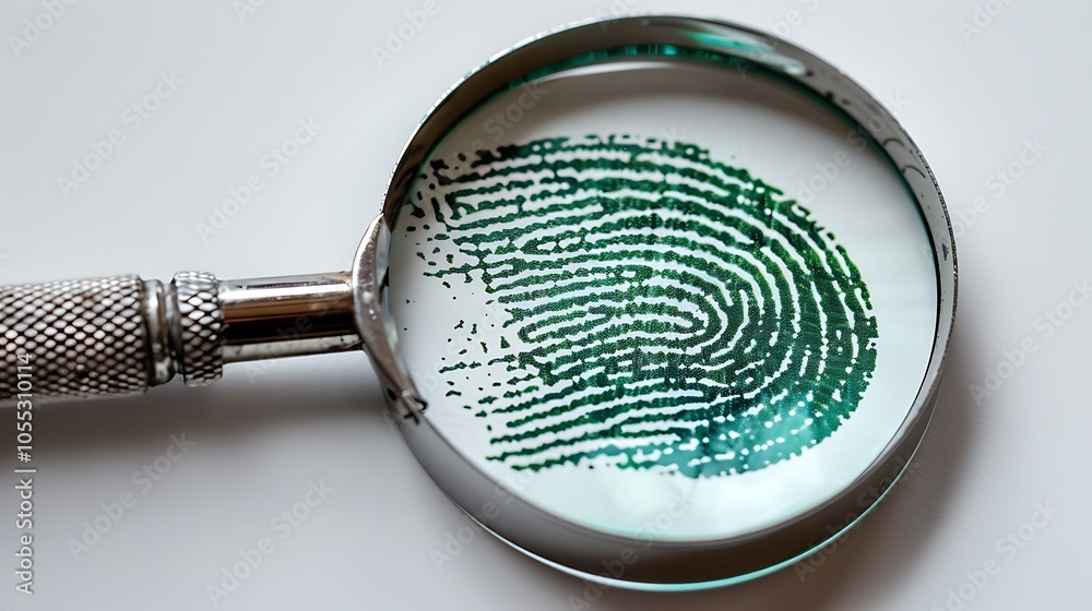 Magnifying Glass and Fingerprint Detail Magnifying Glass and Fingerprint Detail