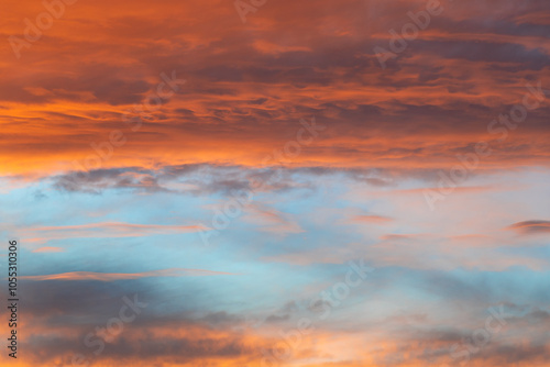 Wallpaper Mural Beautiful sunset in the sky. Clouds of orange-pink hue. Torontodigital.ca