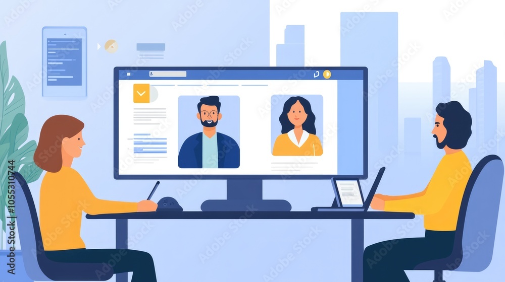 Team Collaboration during Online Meeting with Colleagues Team Collaboration during Online Meeting with Colleagues