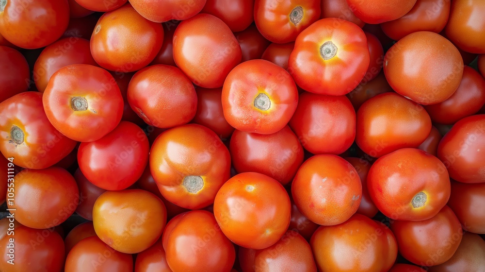 Fresh, ripe red tomatoes stacked together at a local farmers market in the afternoon sun inviting shoppers to choose the best produce Fresh, ripe red tomatoes stacked together at a local farmers market in the afternoon sun inviting shoppers to choose the best produce