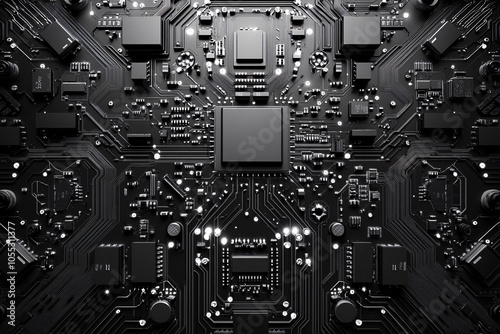 Abstract Black Circuit Board Background - Technology Design