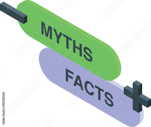Toggle switch highlighting the contrast between myths and facts, symbolizing the importance of critical thinking and evidence based reasoning