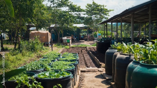 Organic fertilizer production in Thailand, with composting methods displayed on a farm.