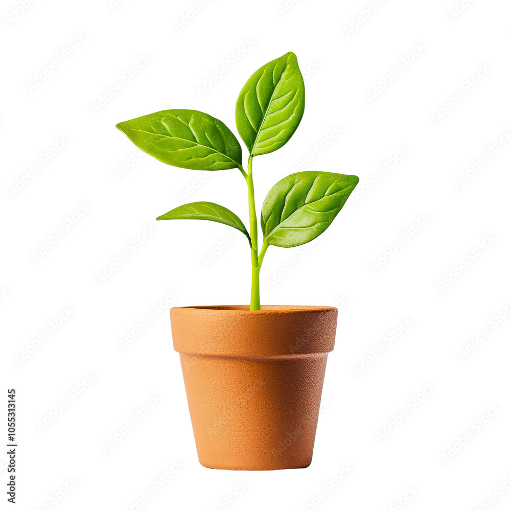 Green plant in a terracotta pot on transparent background. Green plant in a terracotta pot on transparent background.