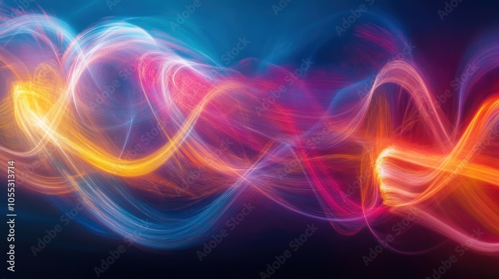 Abstract neon light streaks in red, blue, and yellow. Abstract neon light streaks in red, blue, and yellow.