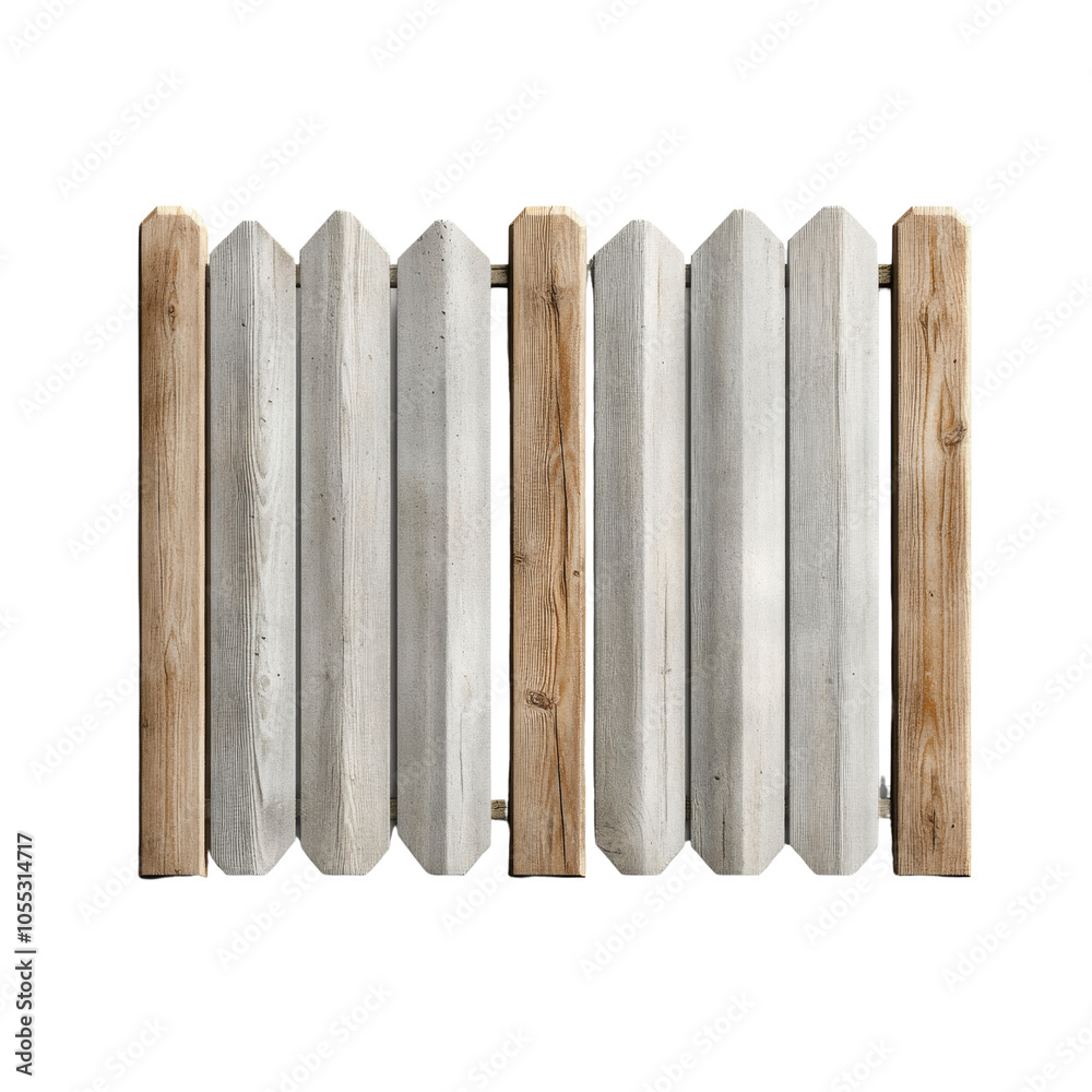 Wood and concrete fence, on transparent background. Wood and concrete fence, on transparent background.