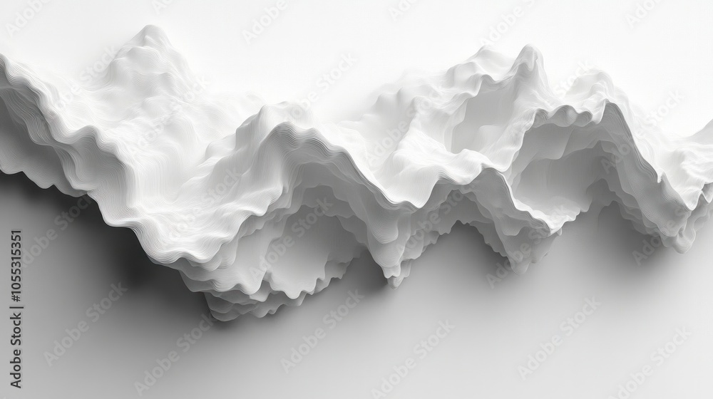 Obraz premium Abstract White Mountain Range with Curved Lines