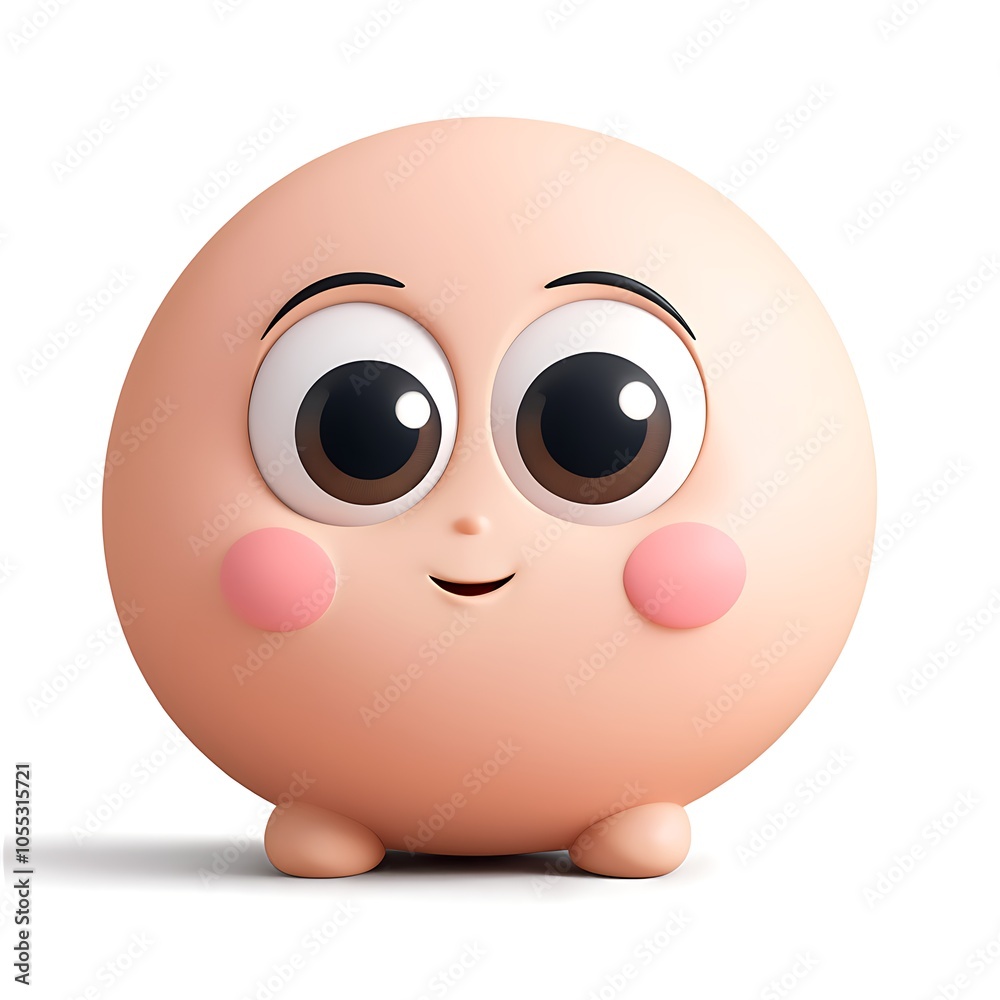 A cute, round, cartoon character with big eyes, a smile, and rosy cheeks. A cute, round, cartoon character with big eyes, a smile, and rosy cheeks.