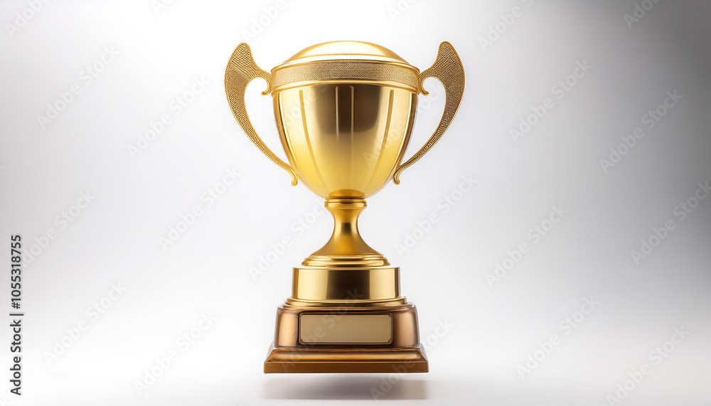 Gold trophy cup floating or flying isolated white background Gold trophy cup floating or flying isolated white background