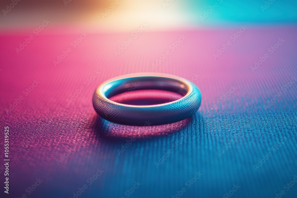 Elegant Silver Ring on Colorful Textured Surface in Soft Light Elegant Silver Ring on Colorful Textured Surface in Soft Light