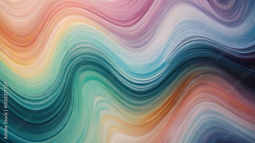 Obraz premium Vibrant abstract waves of pastel colors create a soothing and harmonious visual experience. Ideal for backgrounds or artistic projects