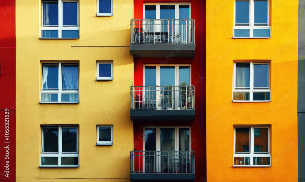 Obraz premium Modern apartment building with colorful facades