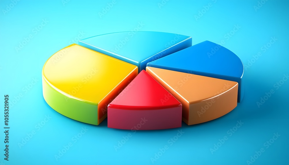 Obraz premium A Colorful 3D Pie Chart with Six Sections