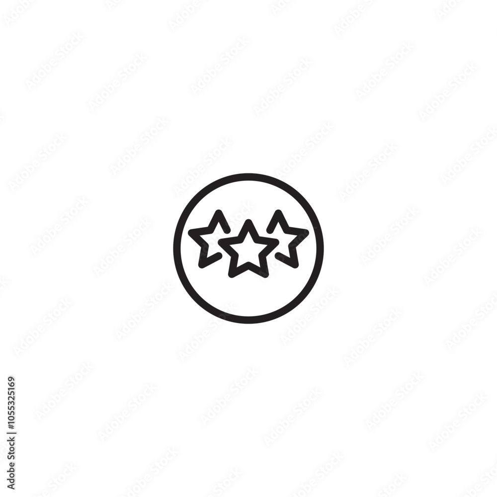 An icon representing a three-star rating, good quality, or a positive review. The circle and three stars symbolize a high level of satisfaction or quality. Editable icon. An icon representing a three-star rating, good quality, or a positive review. The circle and three stars symbolize a high level of satisfaction or quality. Editable icon.