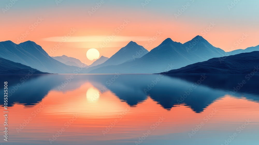 Mountain silhouettes mirrored in a tranquil lake, evoking serenity and the beauty of nature's reflections. Mountain silhouettes mirrored in a tranquil lake, evoking serenity and the beauty of nature's reflections.