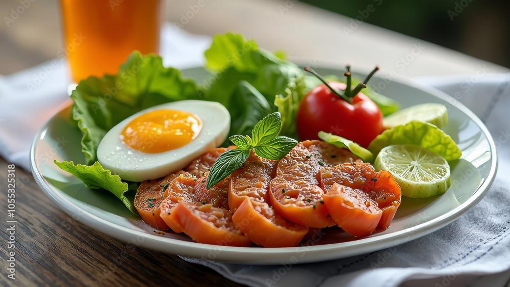 Stylishly Presented Healthy Meal with Fresh Ingredients Stylishly Presented Healthy Meal with Fresh Ingredients