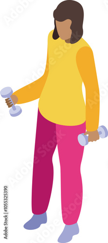 Woman exercising with dumbbells, performing arm workout