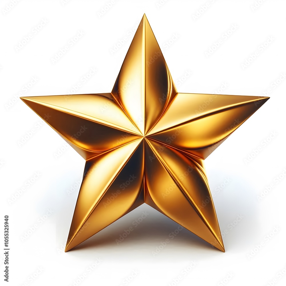 Golden 3D Star Isolated on White Background - Symbol of Excellence ...
