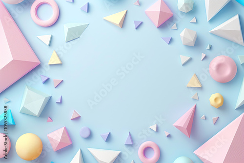 3D geometric shapes in pastel colors with negative space, perfect for banners, social media backgrounds, website headers, presentations, or digital ads