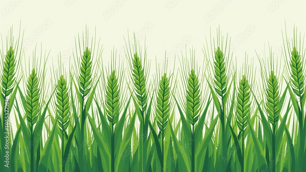 Fototapeta premium Stylized Graphic Representation of Wheatgrass in Symmetrical Pattern