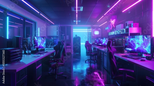 Neon-Lit Gaming Room