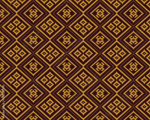 Ethnology classic art pattern design. Local Karen ethnic texture art of North Thailand very beautiful sweet color for decorate products and other. ethnology, karens, cloth, geometrical, art work.