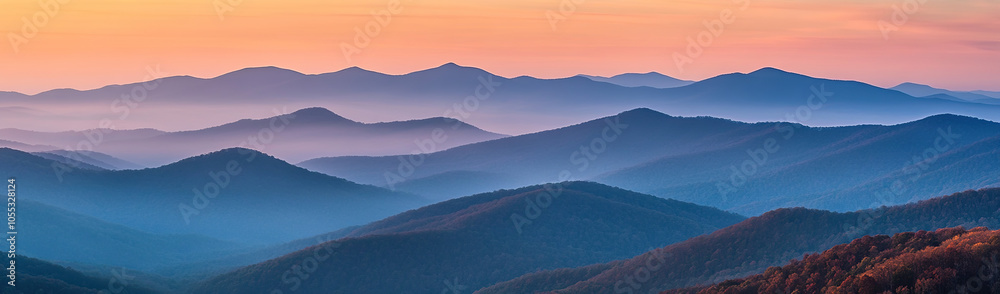 Majestic Mountain Ranges at Sunrise with Layered Hills Majestic Mountain Ranges at Sunrise with Layered Hills