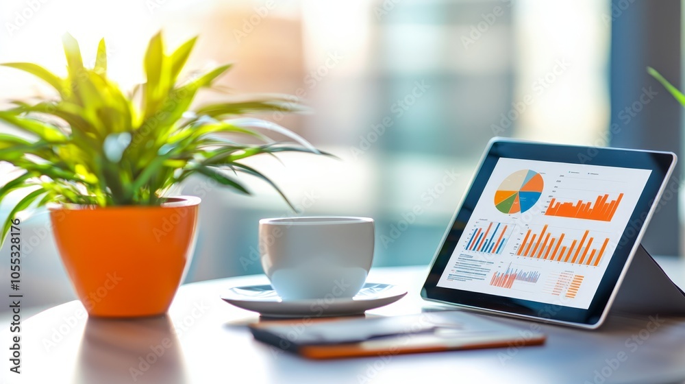 Analyzing Marketing Strategy Plan on Digital Tablet - Customer Acquisition and Engagement Graphs Analyzing Marketing Strategy Plan on Digital Tablet - Customer Acquisition and Engagement Graphs