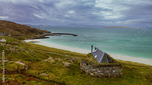 The ferry terminal on the Hebridean island of Eriskay. The ferry runs between Eriskay and Barra.