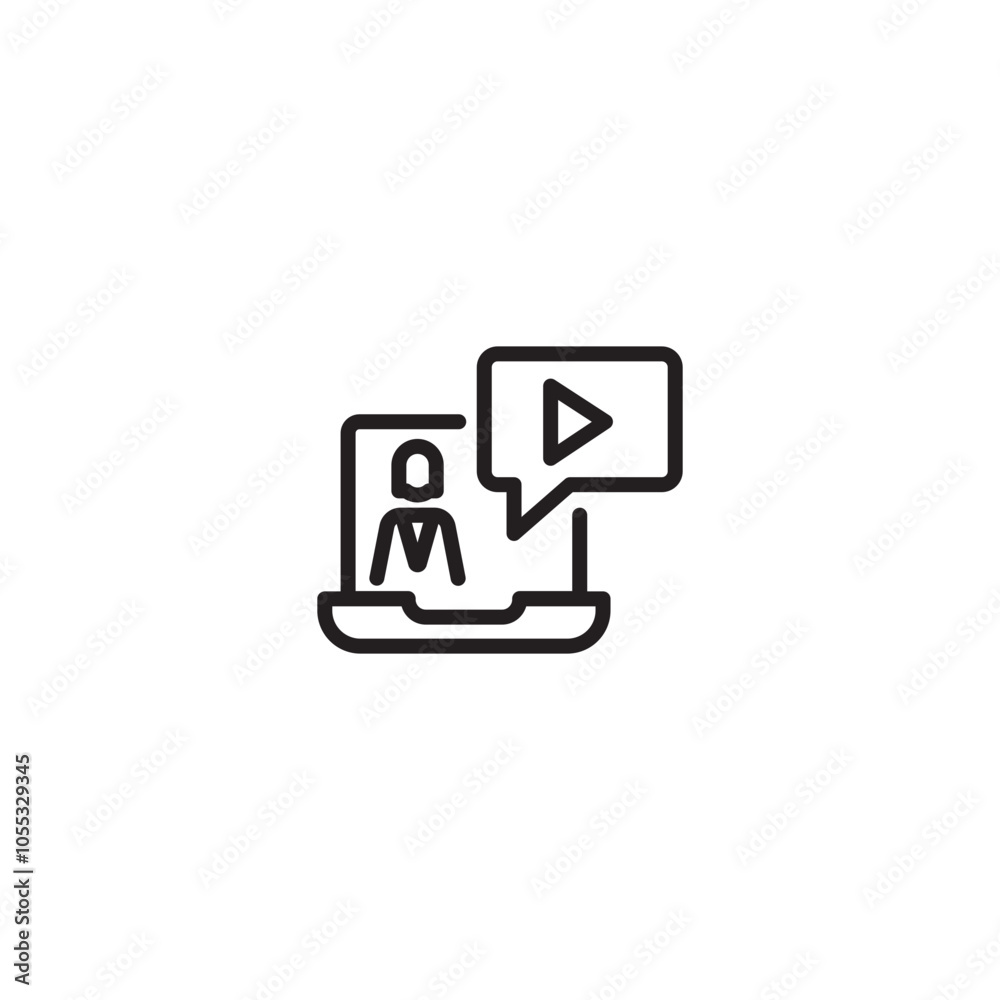 Icon representing video calls or online meetings. Digital communication and video conferencing, Editable icon. Icon representing video calls or online meetings. Digital communication and video conferencing, Editable icon.