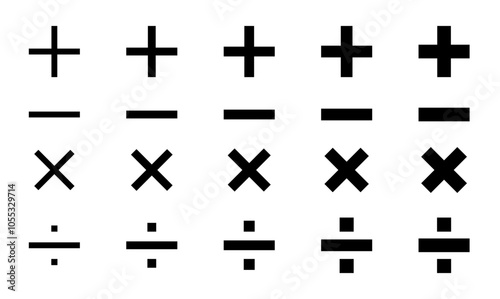 A series of mathematical symbols including plus, minus, and multiplication signs