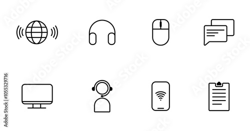 A set of icons for technology and communication devices