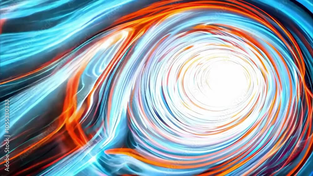 A swirling tunnel of vibrant blue and orange colors leading to a bright white center, suggesting movement and energy. A swirling tunnel of vibrant blue and orange colors leading to a bright white center, suggesting movement and energy.