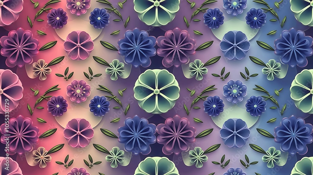 custom made wallpaper toronto digitalAbstract Floral 3d Background, Vector Seamless Pattern. Trendy Design Template