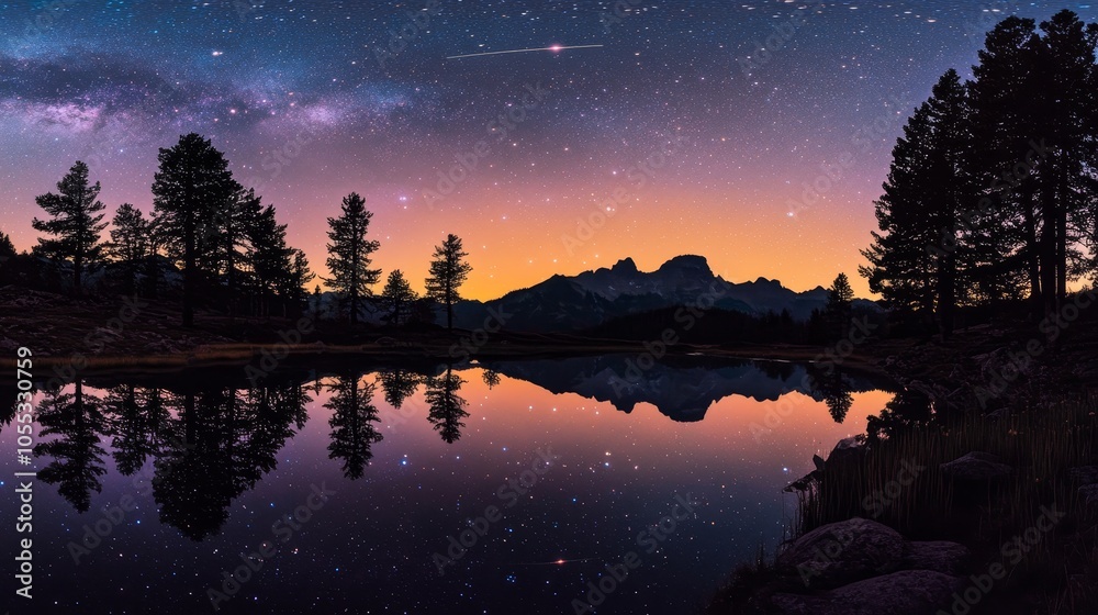 Starry Night Reflection on a Tranquil Lake