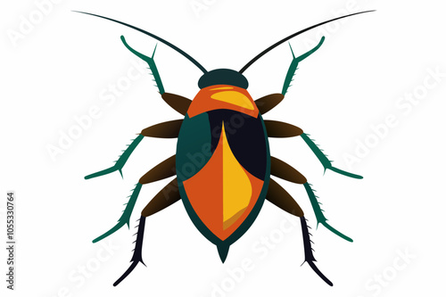 Colorful Silhouette Vector of African Cockroaches on White Background