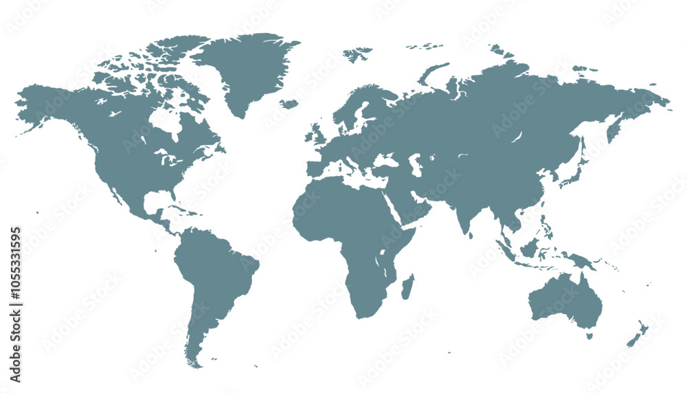 World map. Grey modern vector map. Silhouette map World map. Grey modern vector map. Silhouette map