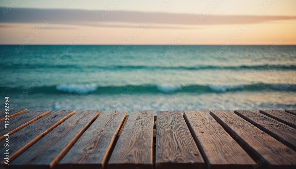 wooden pier on the beach, product background wooden pier on the beach, product background