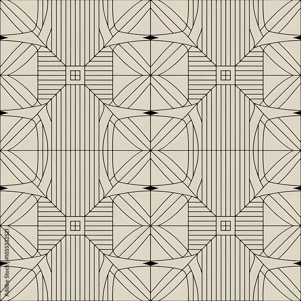 Naklejka premium Black and white geometric seamless pattern with line.