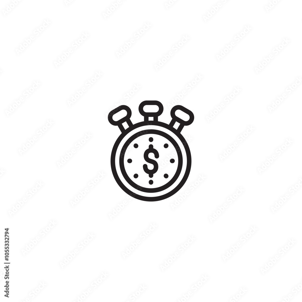 Icon representing time is money. Symbol of the value of time and money. Time management for business success. Editable icon. Icon representing time is money. Symbol of the value of time and money. Time management for business success. Editable icon.