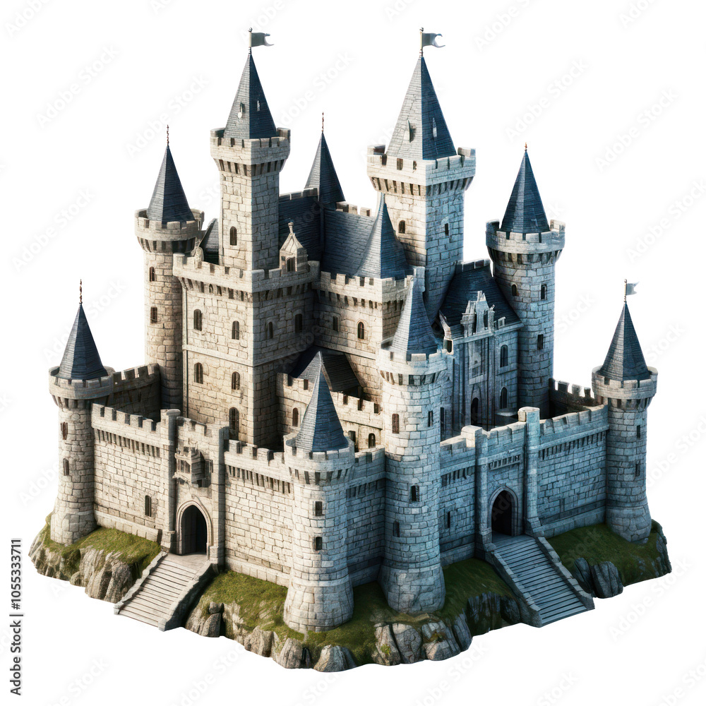 3d Stone Castle isolated on a white background 3d Stone Castle isolated on a white background