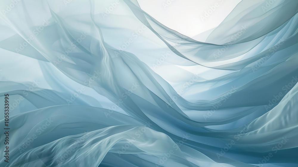 Fototapeta premium Soft Blue Fabric Waves in Gentle Motion